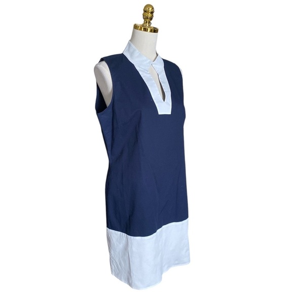 SAIL TO SABLE (STS) Colorblock Navy & White Sleeveless Shift Dress Women’s Sz L - Picture 5 of 11